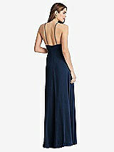 Rear View Thumbnail - Midnight Navy High Neck Chiffon Maxi Dress with Front Slit - Lela