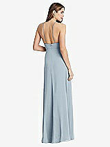 Rear View Thumbnail - Mist High Neck Chiffon Maxi Dress with Front Slit - Lela