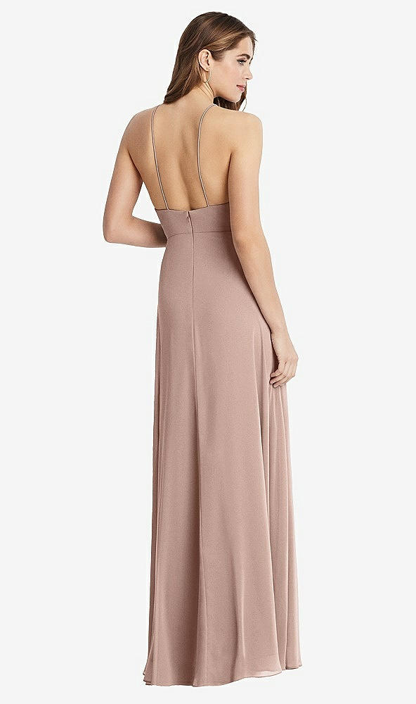 Back View - Neu Nude High Neck Chiffon Maxi Dress with Front Slit - Lela