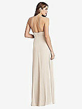 Rear View Thumbnail - Oat High Neck Chiffon Maxi Dress with Front Slit - Lela