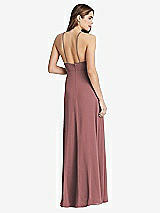 Rear View Thumbnail - Rosewood High Neck Chiffon Maxi Dress with Front Slit - Lela