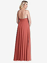 Alt View 2 Thumbnail - Coral Pink High Neck Chiffon Maxi Dress with Front Slit - Lela