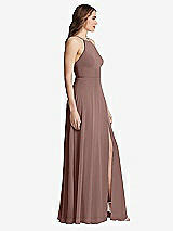 Side View Thumbnail - Sienna High Neck Chiffon Maxi Dress with Front Slit - Lela