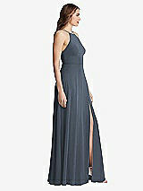 Side View Thumbnail - Silverstone High Neck Chiffon Maxi Dress with Front Slit - Lela