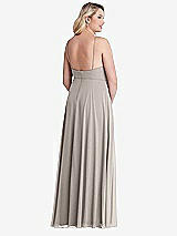 Alt View 2 Thumbnail - Taupe High Neck Chiffon Maxi Dress with Front Slit - Lela