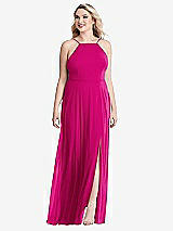 Alt View 1 Thumbnail - Think Pink High Neck Chiffon Maxi Dress with Front Slit - Lela