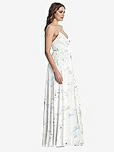 Side View Thumbnail - Bleu Garden Chiffon Maxi Wrap Dress with Sash - Cora