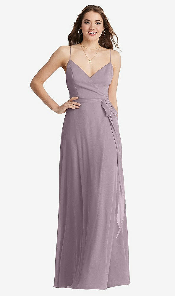 Front View - Lilac Dusk Chiffon Maxi Wrap Dress with Sash - Cora