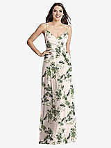 Front View Thumbnail - Palm Beach Print Chiffon Maxi Wrap Dress with Sash - Cora