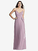 Front View Thumbnail - Suede Rose Chiffon Maxi Wrap Dress with Sash - Cora