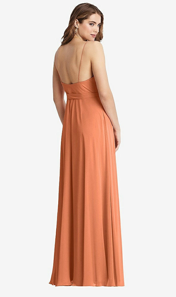 Back View - Sweet Melon Chiffon Maxi Wrap Dress with Sash - Cora