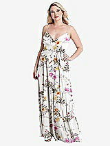 Alt View 1 Thumbnail - Butterfly Botanica Ivory Chiffon Maxi Wrap Dress with Sash - Cora