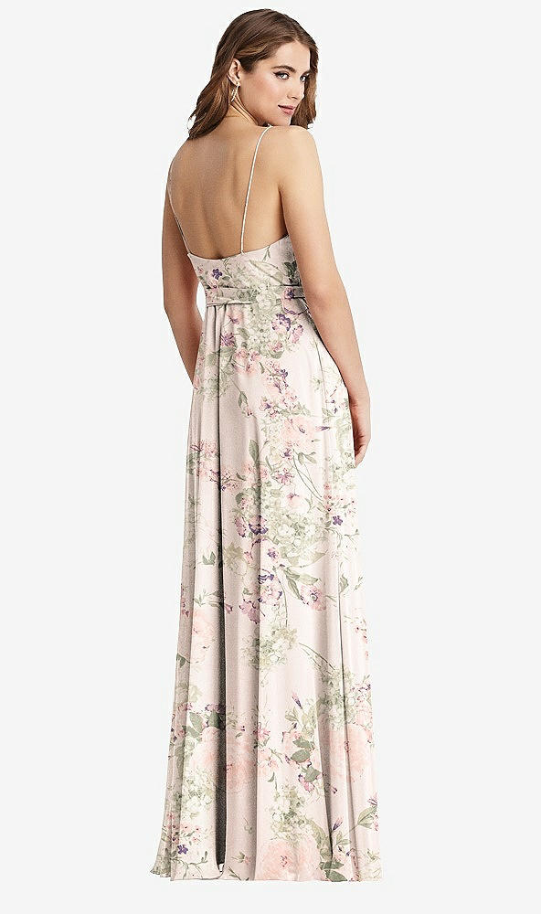 Back View - Blush Garden Chiffon Maxi Wrap Dress with Sash - Cora