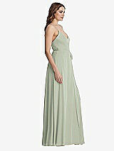 Side View Thumbnail - Celadon Chiffon Maxi Wrap Dress with Sash - Cora