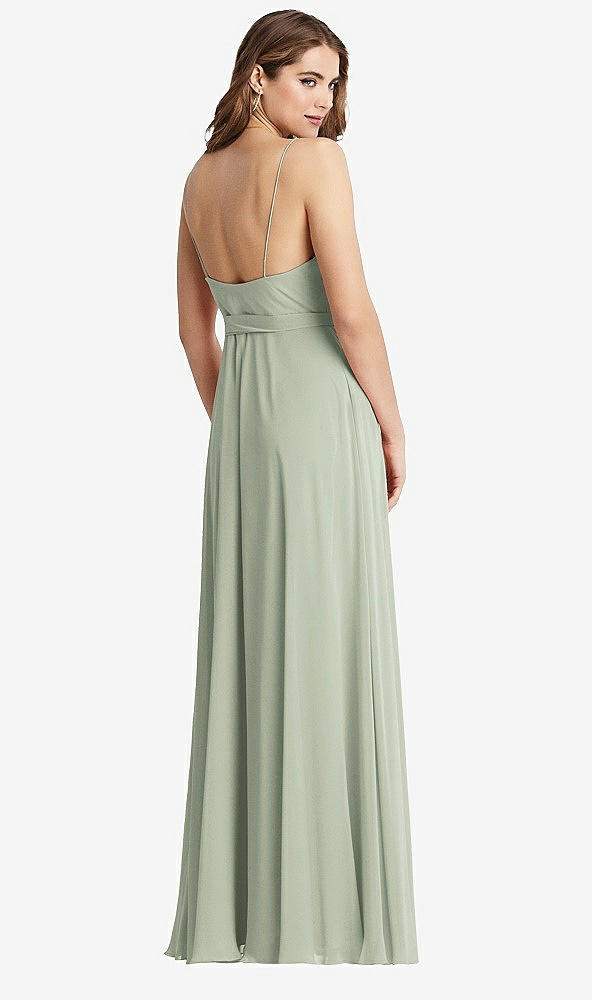 Back View - Celadon Chiffon Maxi Wrap Dress with Sash - Cora