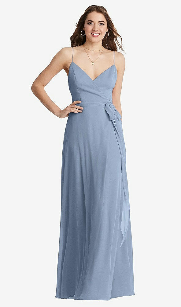 Front View - Cloudy Chiffon Maxi Wrap Dress with Sash - Cora