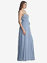 Side View Thumbnail - Cloudy Chiffon Maxi Wrap Dress with Sash - Cora