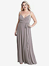 Alt View 1 Thumbnail - Cashmere Gray Chiffon Maxi Wrap Dress with Sash - Cora