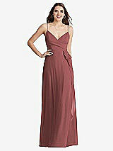 Front View Thumbnail - English Rose Chiffon Maxi Wrap Dress with Sash - Cora