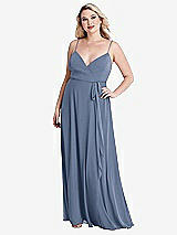 Alt View 1 Thumbnail - Larkspur Blue Chiffon Maxi Wrap Dress with Sash - Cora