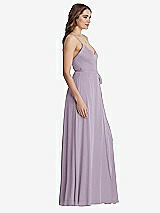 Side View Thumbnail - Lilac Haze Chiffon Maxi Wrap Dress with Sash - Cora