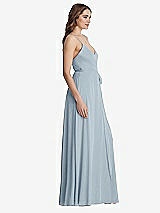 Side View Thumbnail - Mist Chiffon Maxi Wrap Dress with Sash - Cora