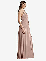 Side View Thumbnail - Neu Nude Chiffon Maxi Wrap Dress with Sash - Cora