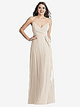 Front View Thumbnail - Oat Chiffon Maxi Wrap Dress with Sash - Cora