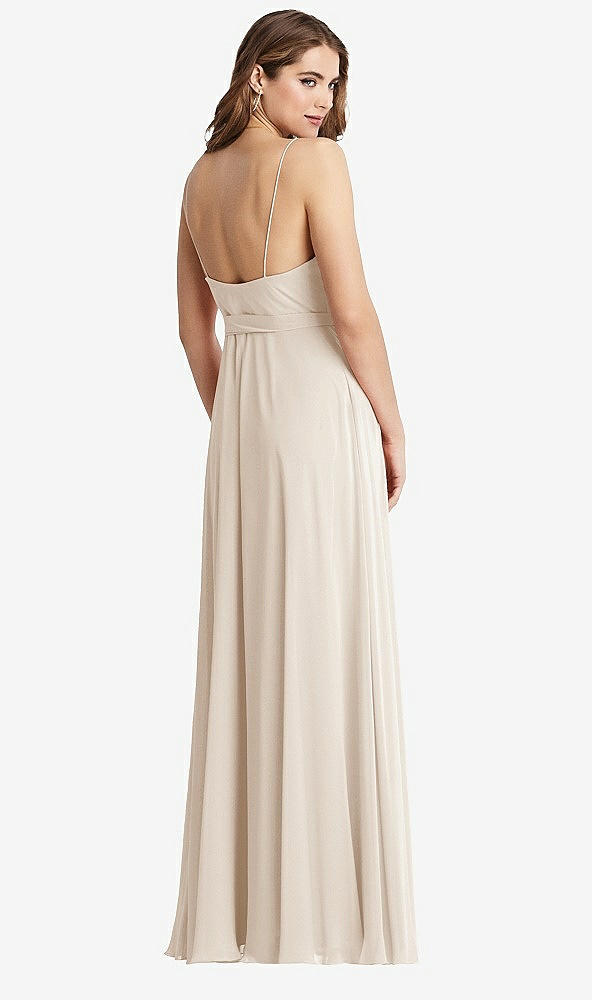 Back View - Oat Chiffon Maxi Wrap Dress with Sash - Cora