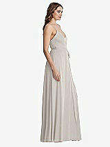 Side View Thumbnail - Oyster Chiffon Maxi Wrap Dress with Sash - Cora