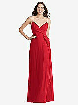 Front View Thumbnail - Parisian Red Chiffon Maxi Wrap Dress with Sash - Cora