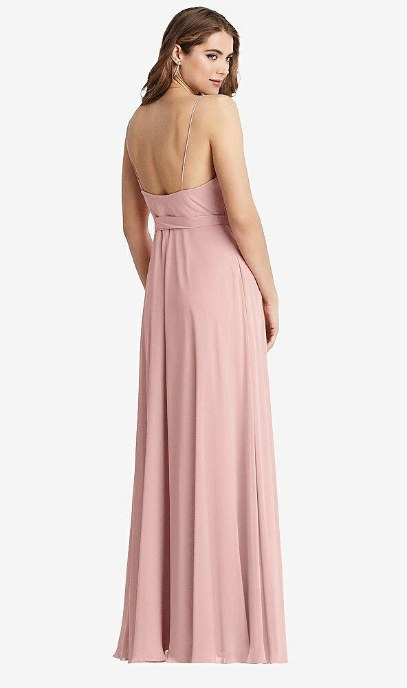 Back View - Rose - PANTONE Rose Quartz Chiffon Maxi Wrap Dress with Sash - Cora