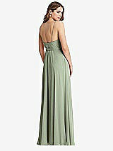 Rear View Thumbnail - Sage Chiffon Maxi Wrap Dress with Sash - Cora