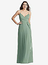 Front View Thumbnail - Seagrass Chiffon Maxi Wrap Dress with Sash - Cora