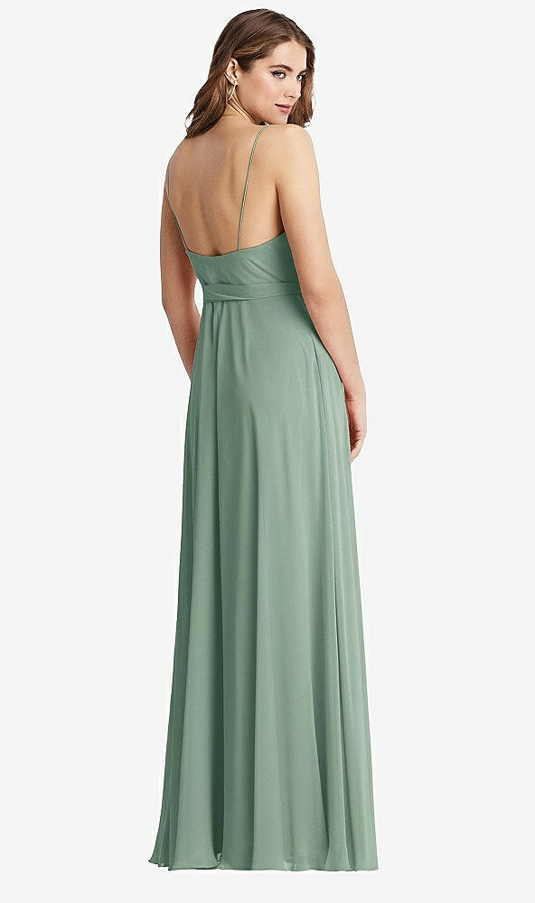 Back View - Seagrass Chiffon Maxi Wrap Dress with Sash - Cora