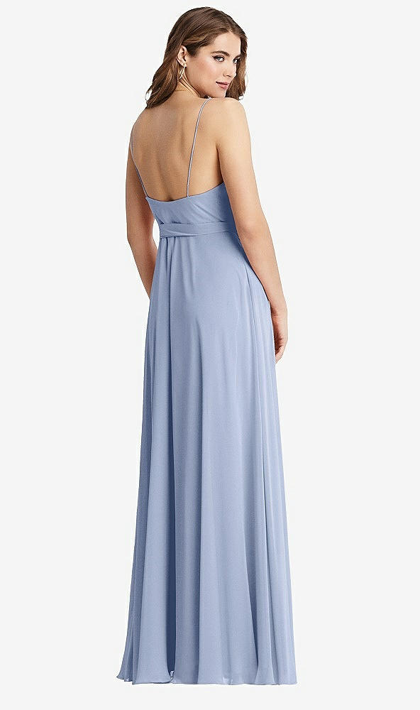 Back View - Sky Blue Chiffon Maxi Wrap Dress with Sash - Cora