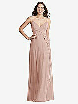 Front View Thumbnail - Toasted Sugar Chiffon Maxi Wrap Dress with Sash - Cora