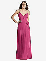 Front View Thumbnail - Tea Rose Chiffon Maxi Wrap Dress with Sash - Cora