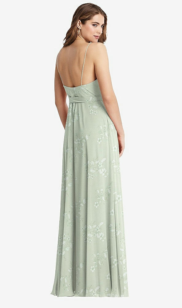 Back View - Vintage Primrose Sage Chiffon Maxi Wrap Dress with Sash - Cora