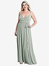 Alt View 1 Thumbnail - Willow Green Chiffon Maxi Wrap Dress with Sash - Cora