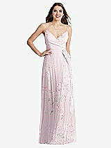 Front View Thumbnail - Watercolor Print Chiffon Maxi Wrap Dress with Sash - Cora