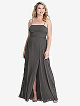 Alt View 1 Thumbnail - Caviar Gray Square Neck Chiffon Maxi Dress with Front Slit - Elliott