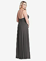 Alt View 2 Thumbnail - Caviar Gray Square Neck Chiffon Maxi Dress with Front Slit - Elliott