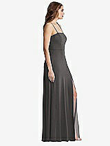 Side View Thumbnail - Caviar Gray Square Neck Chiffon Maxi Dress with Front Slit - Elliott