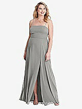 Alt View 1 Thumbnail - Chelsea Gray Square Neck Chiffon Maxi Dress with Front Slit - Elliott