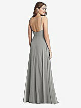 Rear View Thumbnail - Chelsea Gray Square Neck Chiffon Maxi Dress with Front Slit - Elliott