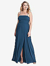 Alt View 1 Thumbnail - Dusk Blue Square Neck Chiffon Maxi Dress with Front Slit - Elliott