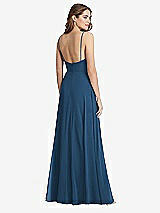 Rear View Thumbnail - Dusk Blue Square Neck Chiffon Maxi Dress with Front Slit - Elliott