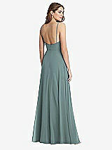 Rear View Thumbnail - Icelandic Square Neck Chiffon Maxi Dress with Front Slit - Elliott