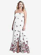 Alt View 1 Thumbnail - London Print Square Neck Chiffon Maxi Dress with Front Slit - Elliott